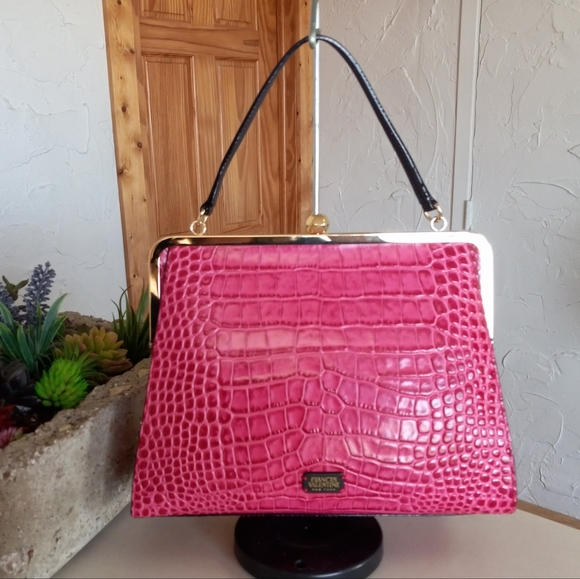 Frances Valentine Jackie Frame Bag, Embossed leather in Pink - Picture 4 of 16